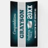 Aqua Blau und Silber Abschlussfeier Banner (Vertikal)