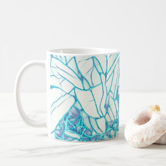 Aqua Blau und Weiß Kaffeetasse (Mit Donut)