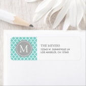 Aqua Blau und Weiß marokkanisches Muster mit Monog (Insitu)