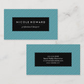 Aqua Blau und weiße Streifen Visitenkarte (Vorne/Hinten)