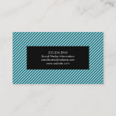 Aqua Blau und weiße Streifen Visitenkarte (Rückseite)