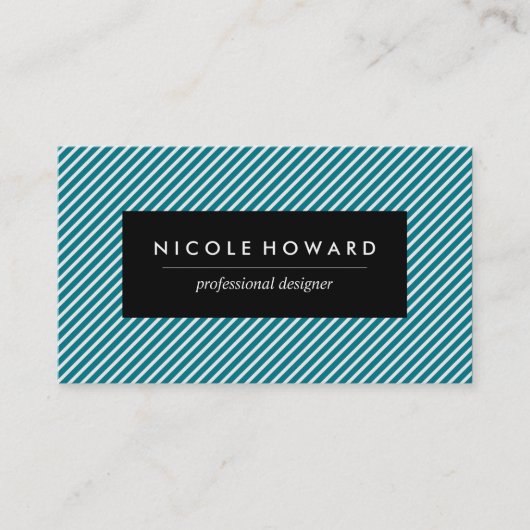 Aqua Blau und weiße Streifen Visitenkarte (Vorderseite)
