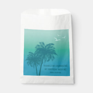 Aqua-Blau-Verlaufende Palmen-Geburtstags-Dankeschö Geschenktütchen