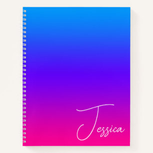 Aqua Blau Violett Lila und Hot Pink Ombre Notizblock