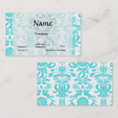 Aqua-Blau-Weiß-Damastmuster Visitenkarte (Vorne/Hinten)