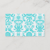 Aqua-Blau-Weiß-Damastmuster Visitenkarte (Rückseite)