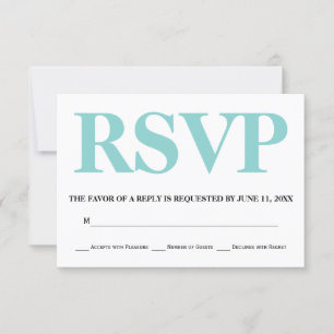 Aqua Blau-Weiß Typografie Hochzeit RSVP
