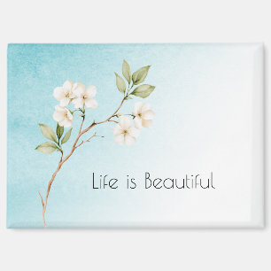 Aqua Blau Weiße Floral Magnet