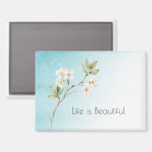 Aqua Blau Weiße Floral Magnet (Vorderseite/Rückseite)