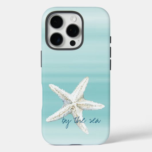Aqua Blau Weiße Strand Seestern Case-Mate iPhone Hülle (Rückseite)