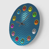 AQUA BLAUE AQUAMARINE ZICKZACK UND FARBFARBFARBEN  GROßE WANDUHR (Winkel)