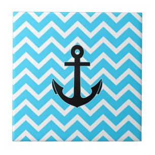 Aqua Blaue Chevron-Anker Fliese
