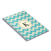 Aqua Blaue Creme Chevron Zickzack Streifen Notizblock (Rechte Seite)