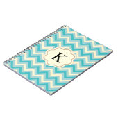 Aqua Blaue Creme Chevron Zickzack Streifen Notizblock (Linke Seite)