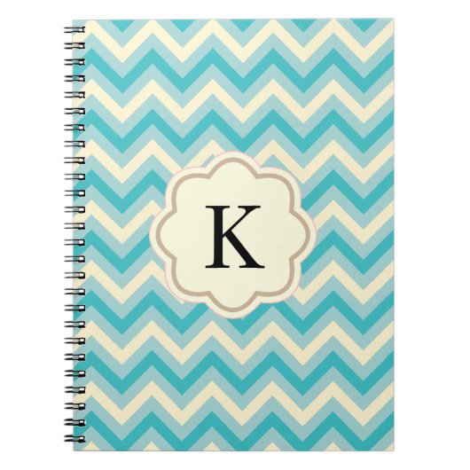 Aqua Blaue Creme Chevron Zickzack Streifen Notizblock (Vorderseite)