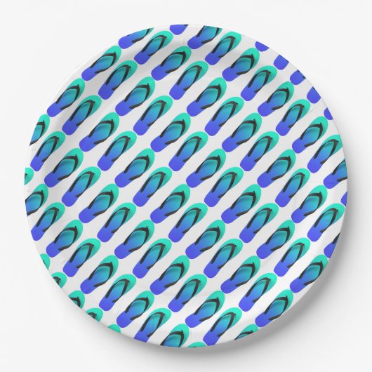 Aqua Blaue Flip Flops Pappteller (Vorderseite)