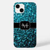 Aqua-blaue glänzende Imitate Glitzer Glitzern Mono Case-Mate iPhone Hülle (Rückseite)