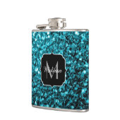 Aqua-blaue glänzende Imitate Glitzer Glitzern Mono Flachmann (Links)