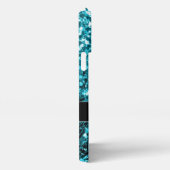 Aqua-blaue glänzende Imitate Glitzer Glitzern Mono iPhone Hülle (Rechte Seite)