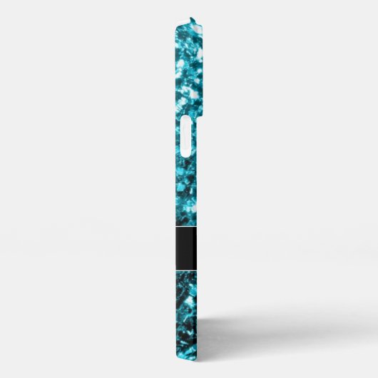 Aqua-blaue glänzende Imitate Glitzer Glitzern Mono iPhone Hülle (Rechte Seite)