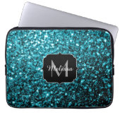 Aqua-blaue glänzende Imitate Glitzer Glitzern Mono Laptopschutzhülle (Vorderseite)