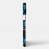 Aqua-blaue Glitzern Diamant-geometrische Monogramm iPhone Hülle (Rechte Seite)