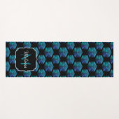 Aqua-blaue Glitzern Diamant-geometrische Monogramm Yogamatte (Vorderseite (Horizontal))