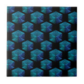 Aqua-blaue Glitzern rautengeometrisch schwarz Fliese (Vorderseite)