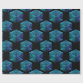 Aqua-blaue Glitzern rautengeometrisch schwarz Geschenkpapier (Flach)