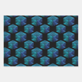 Aqua-blaue Glitzern rautengeometrisch schwarz Geschenkpapier Set (Vorderseite)