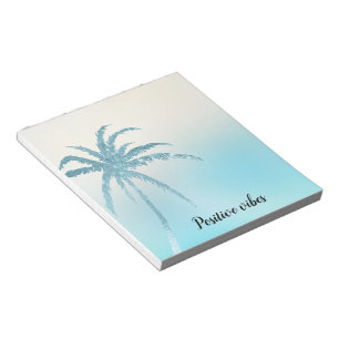 Aqua Blaue Glitzernde Tropische Palme Notizblock