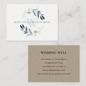 AQUA BLAUE GOLD FOLIAGE WREATH WEDDING GUT BEGLEITKARTE (Vorne/Hinten)