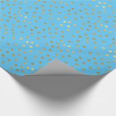 Aqua-blaue Goldconfetti-Punkte Geschenkpapier (Ecke)