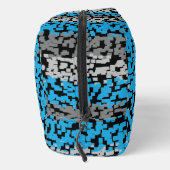 Aqua-blaue, grau-schwarze, pixelförmige Streifen Waschbeutel (Rechts)