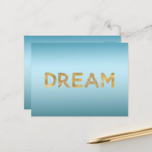 Aqua Blaue Himmel Ombre Gold Glitter Traum Postkarte