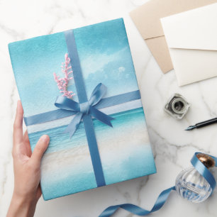 Aqua Blaue Himmel Sand Strand Ozean Geschenkpapier
