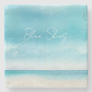 Aqua Blaue Himmel Sand Strand Ozean Steinuntersetzer