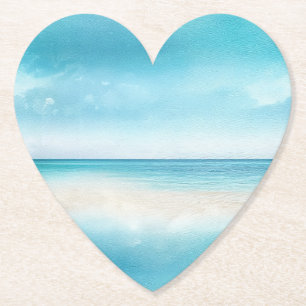 Aqua Blaue Himmel Sandstrand Ozean Brautparty Untersetzer