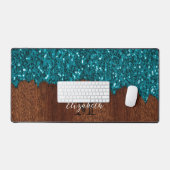 Aqua-blaue Imitate Glitzern aus rustikalem Holz Mo Schreibtischunterlage (Tastatur & Maus)