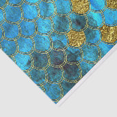 Aqua-blaue Meerjungfrau-Skalen mit GoldGlitter Seidenpapier (Ausschnitt)