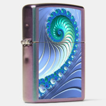 Aqua Blaue Nautilus-Schale Spirale Fraktal Neuheit