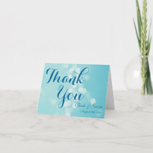 Aqua-blaue personalisierte Hochzeit danken Ihnen Dankeskarte