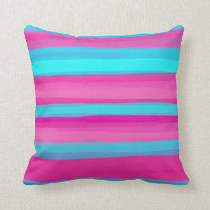 Aqua-blaue Pink-Streifen Kissen