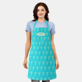 Aqua Blaue Seepferdchen Muster Monogrammierte Köch Schürze (Getragen)