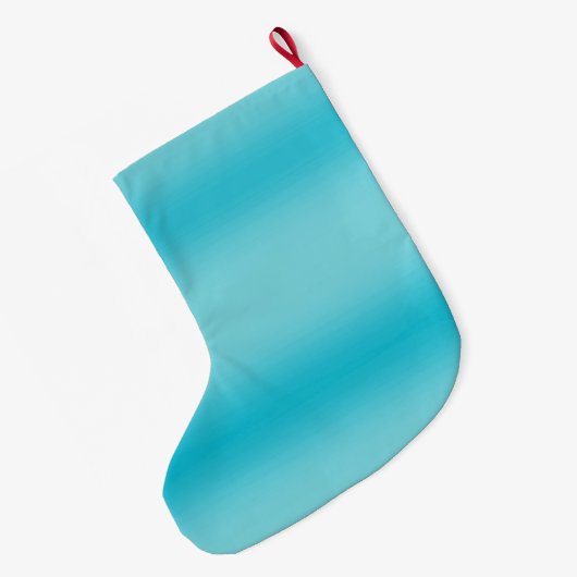 Aqua-blaue Streifen personalisiert Großer Weihnachtsstrumpf (Rückseite (Hängend))