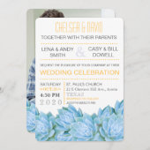 Aqua-blaue u. gelbe saftige moderne schicke einladung (Vorne/Hinten)