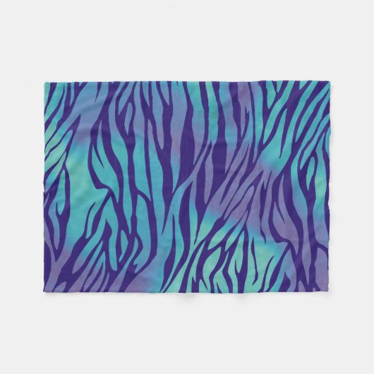 Aqua-blaue und lila Zebra-Streifen Fleecedecke (Vorderseite (Horizontal))