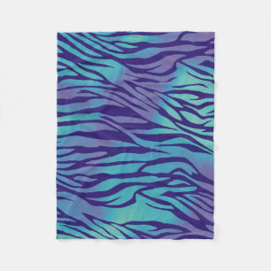 Aqua-blaue und lila Zebra-Streifen Fleecedecke