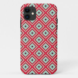 Aqua-blaue und rote, moderne geometrische Mosaikmu Case-Mate iPhone Hülle