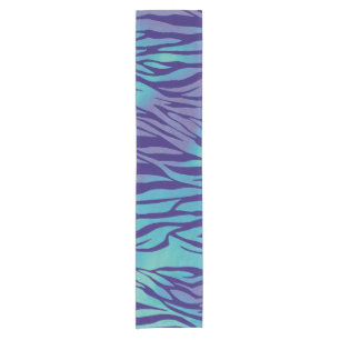 Aqua Blaue und violette Zebrastreifen Kurzer Tischläufer